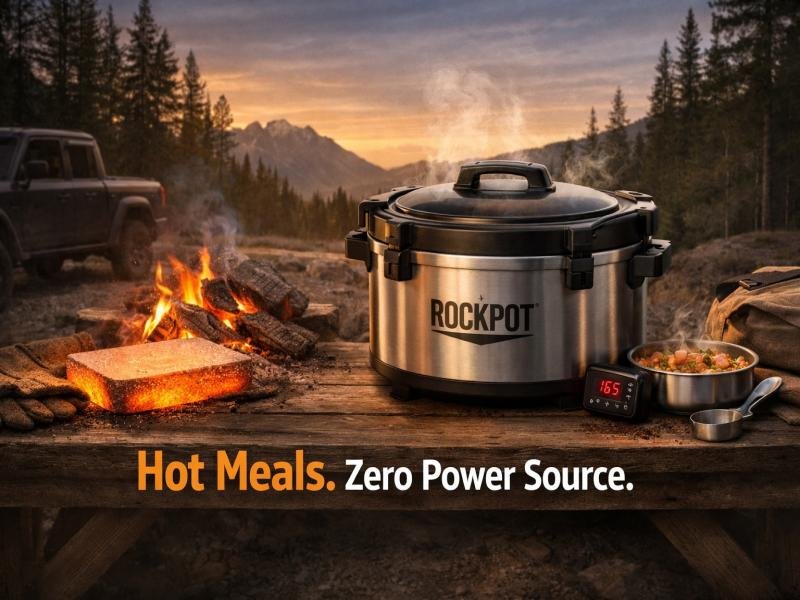 RockPot Portable Slow Cooker. Off Grid Cooking System. No Electricity Outdoor Cooker. Premium Camping Cookware.