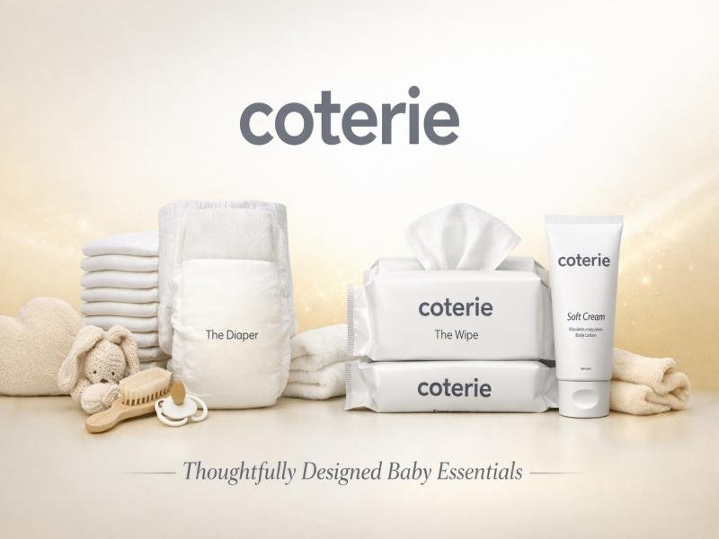 Coterie Premium Diapers. Baby Care Essentials. High Performance Wipes. Luxury Infant Care.