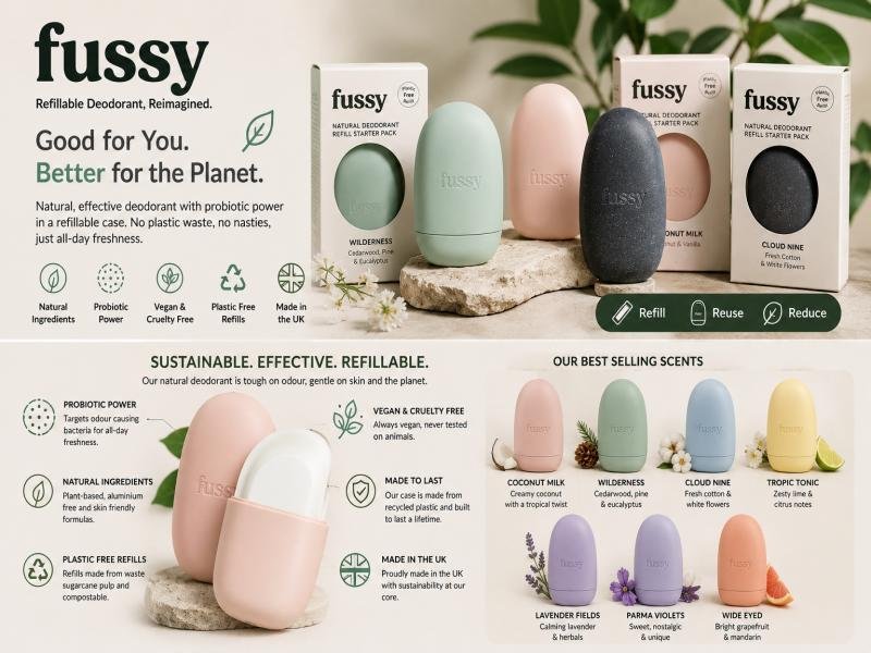 Fussy Refillable Natural Deodorant Sustainable Vegan Body Care UK